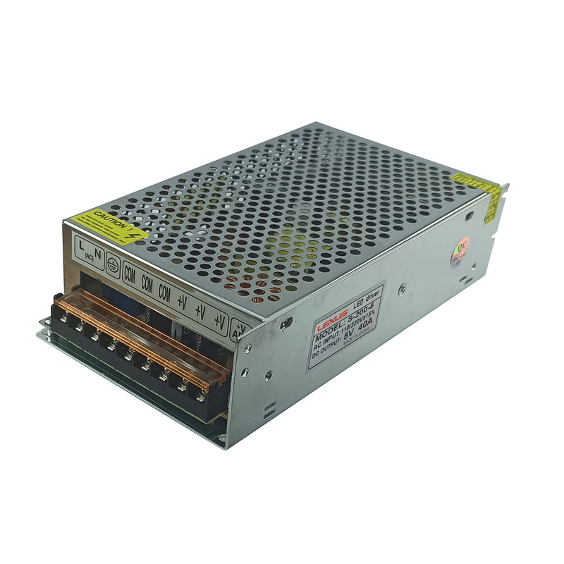 منبع تغذیه سوئیچینگ 5 ولت 40 آمپر لکسوس مدل S-200-5 منبع تغذیه سوئیچینگ 5 ولت 40 آمپر لکسوس مدل S-200-5