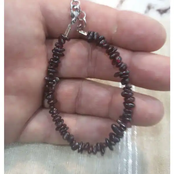 دستبند زنانه مدل سنگ گارنت طبیعی