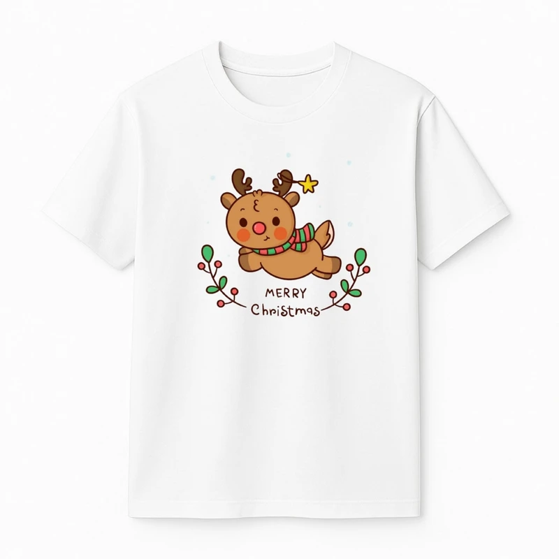 تی‌شرت آستین کوتاه پسرانه مدل گوزن کریسمس کد v4 