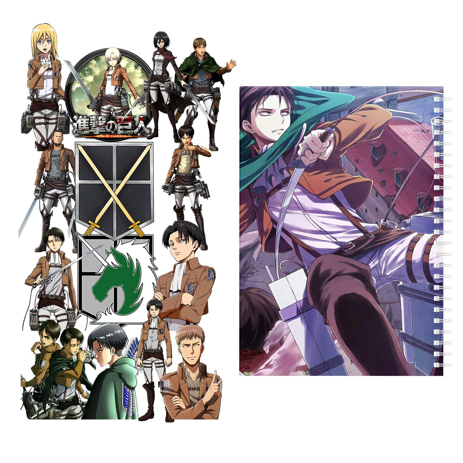 دفتر مشق باژیکان طرح انیمه اتک آن تایتان کد 20211452 به همراه استیکر مجموعه 14 عددی