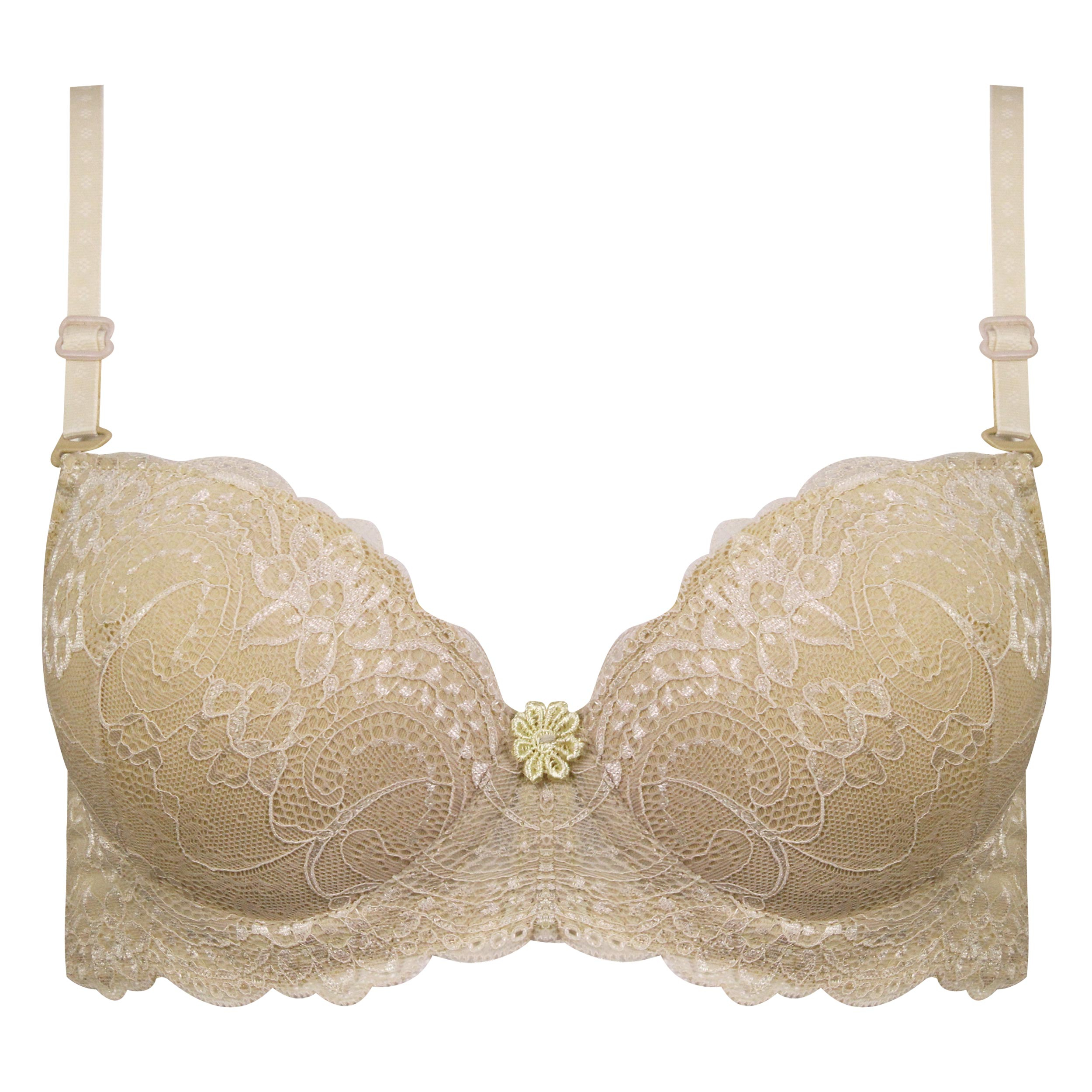 ست شورت و سوتین زنانه لنا مدل دکلته فنردار پوش آپ کد 4625 رنگ کرم