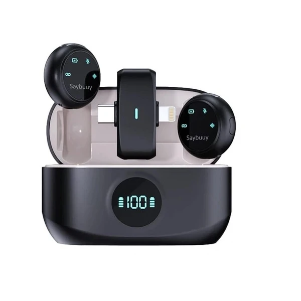 میکروفون حرفه‌ای بی‌سیم سی بای مدل Mic1، مناسب ضبط دو نفره با درگاه USB Type C