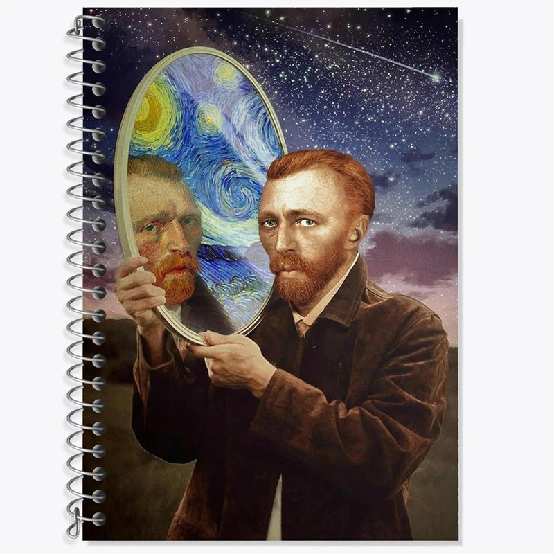 دفتر زبان 50 برگ خندالو مدل دو خط طرح ونسان ونگوگ کد 25470