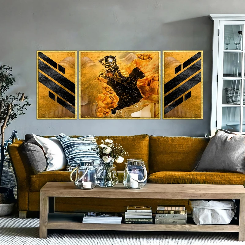 تابلو بکلیت طرح مدرن دیجیتال آرت مدل T-2914 مجموعه 3 عددی