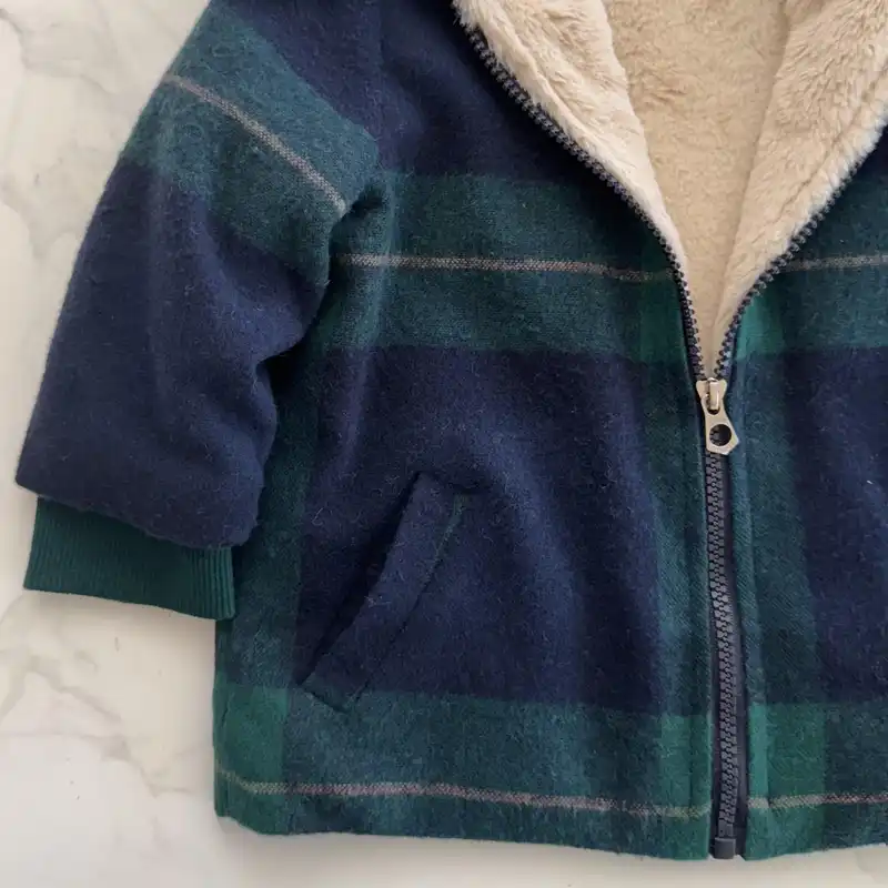 پالتو دخترانه مدل کشمیر چهارخونه آستر تدی خرگوشی