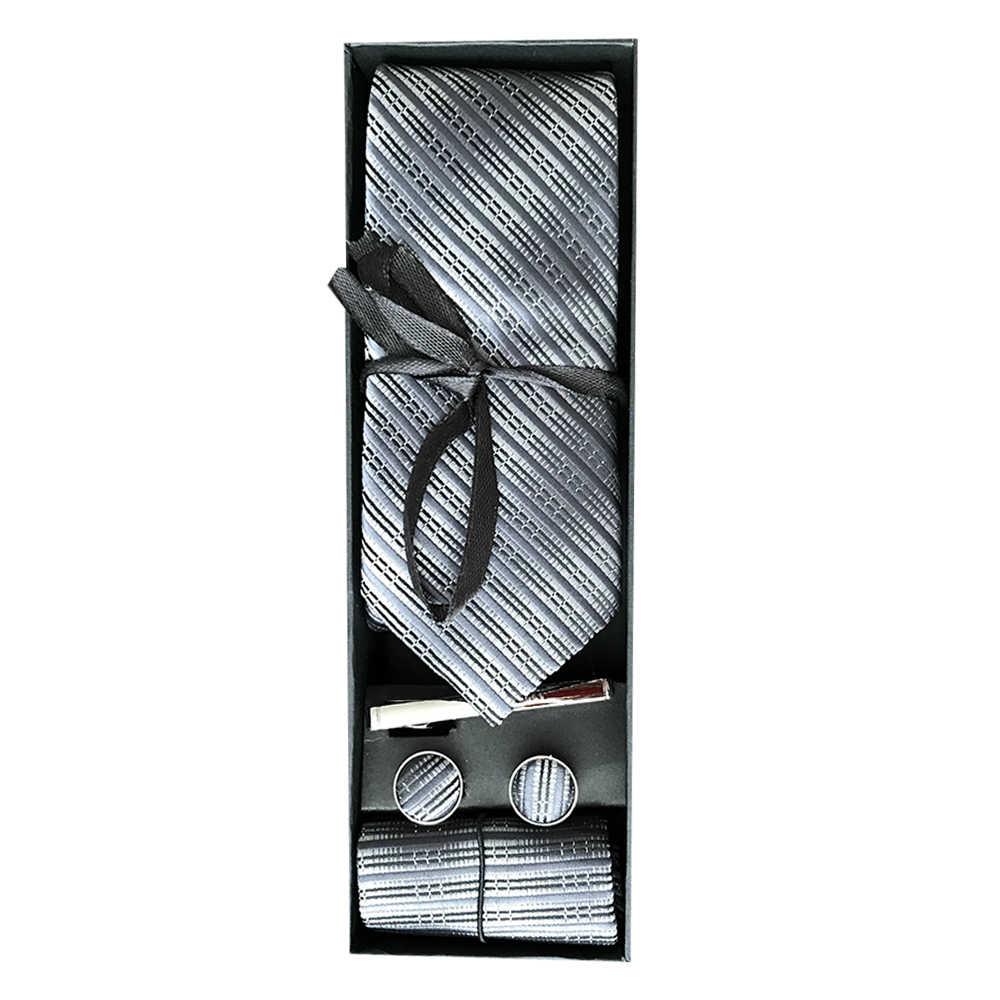 ست کراوات و دستمال جیب و دکمه سردست مردانه مدل SET 28 