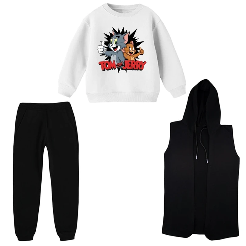 ست 3 تکه لباس راحتی بچگانه مدل تام و جری کد 2