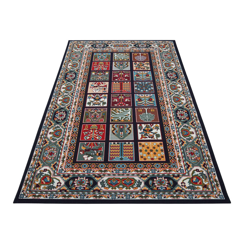 گلیم ماشینی دنیای فرش طرح خشتی سلطنتی