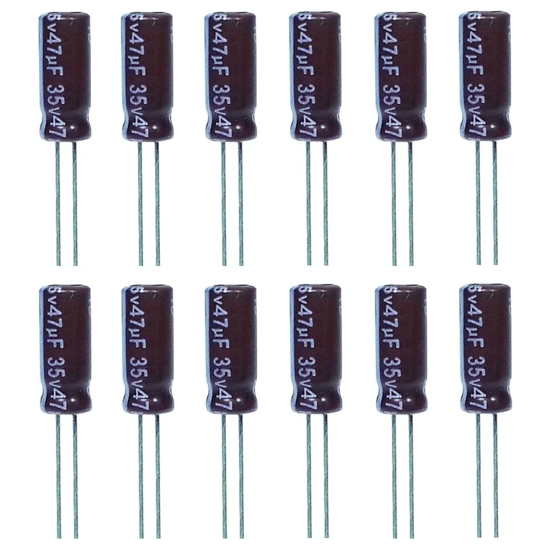خازن الکترولیت 47 میکروفاراد 35 ولت آکسبوم مدل TEC-47035 بسته 12عددی 