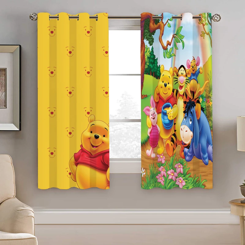 پرده نیروانا طرح خرس پو کودک مدل مخمل کد 8440 سایز 140×200 سانتی متر