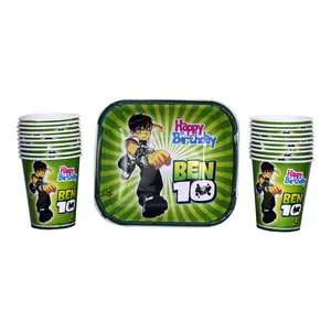 لیوان و بشقاب یکبار مصرف مدل بن تن مجموعه 40 عددی