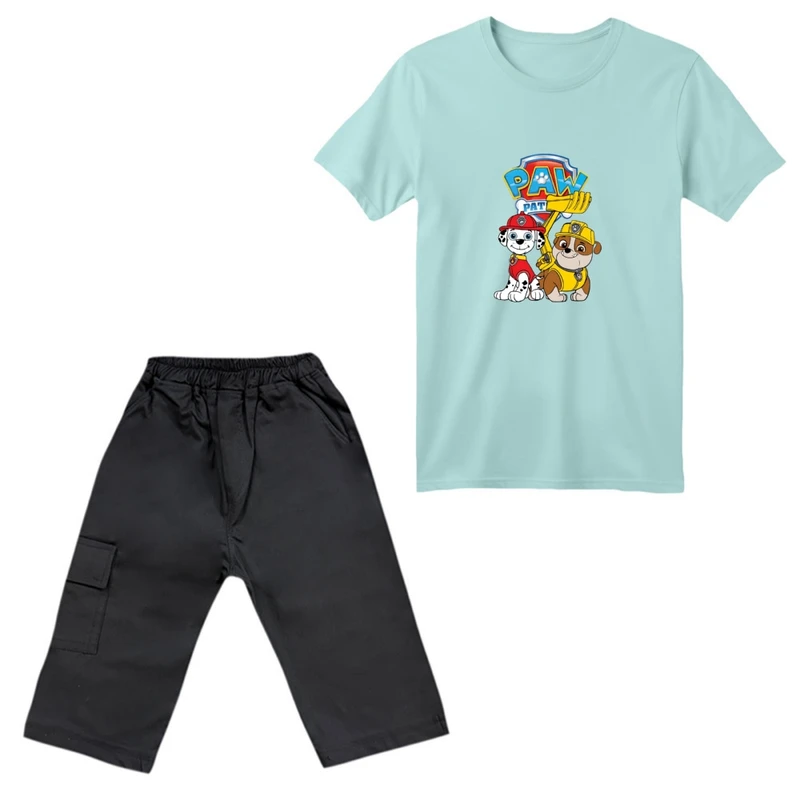 ست تی‌شرت آستین کوتاه و شلوارک پسرانه مدل سگ نگهبان کد 01