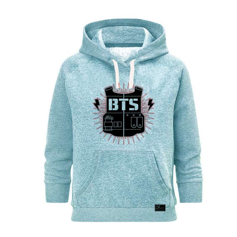 هودی زنانه مدل BTS کد B5 رنگ آبی