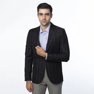 کت تک مردانه مدل چهارخانه SEY رنگ مشکی