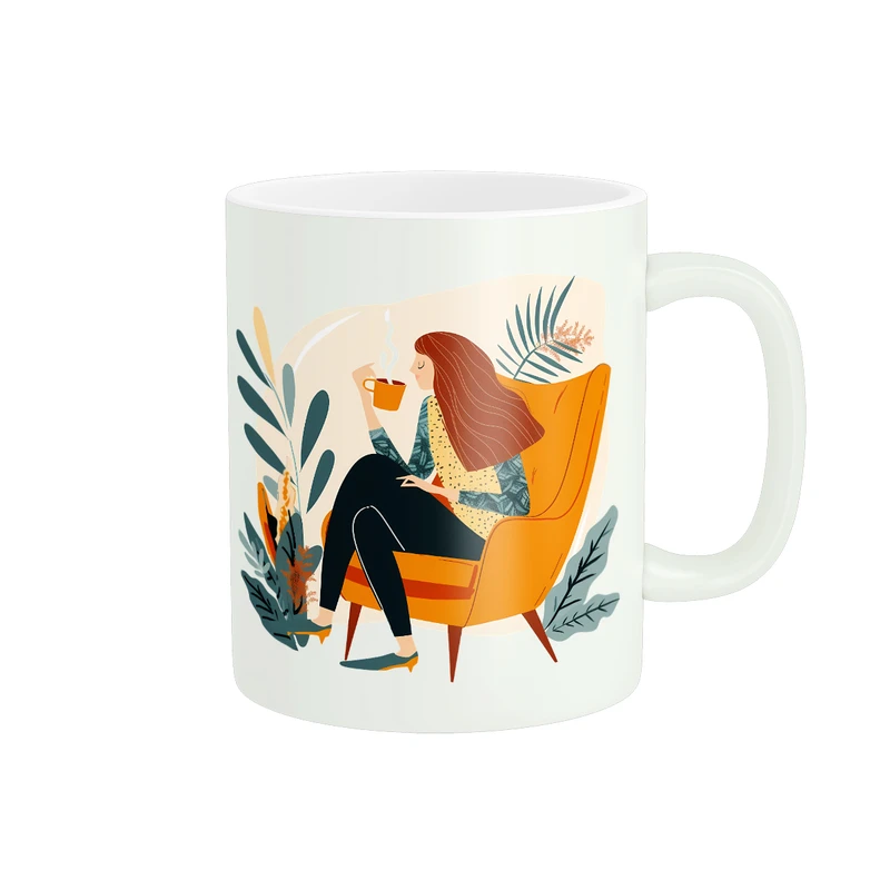 ماگ پادآفرین مدل آرامش پاییزی طرح دختر کد PM304