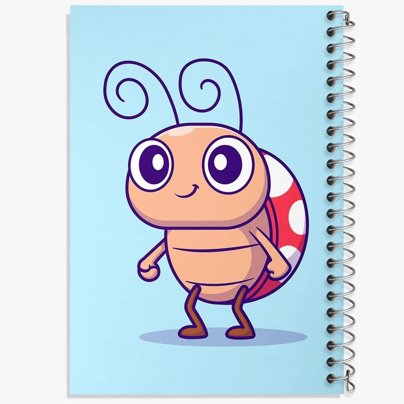 دفتر مشق 100 برگ خندالو طرح حیوانات بامزه کفشدوزک کد 25414