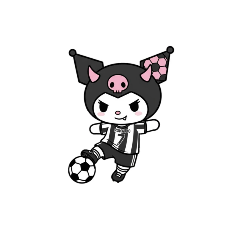 استیکر پارچه و لباس پاد آفرین مدل کارتونی کورومی Kuromi فوتبالی جذاب کد 945