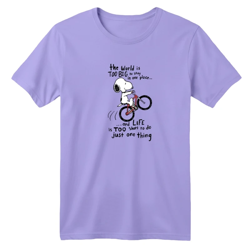 تی‌شرت آستین کوتاه لانگ بچگانه مدل اسنوپی و دوچرخه