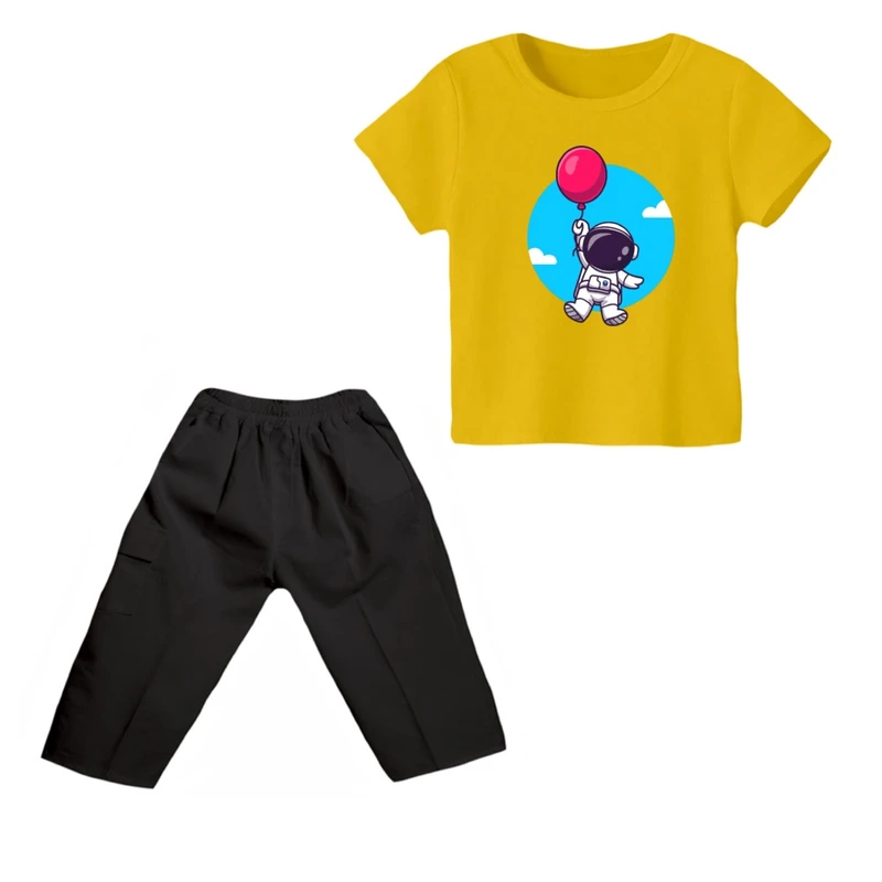ست تی شرت و شلوارک پسرانه مدل فضانورد کد ۱۱