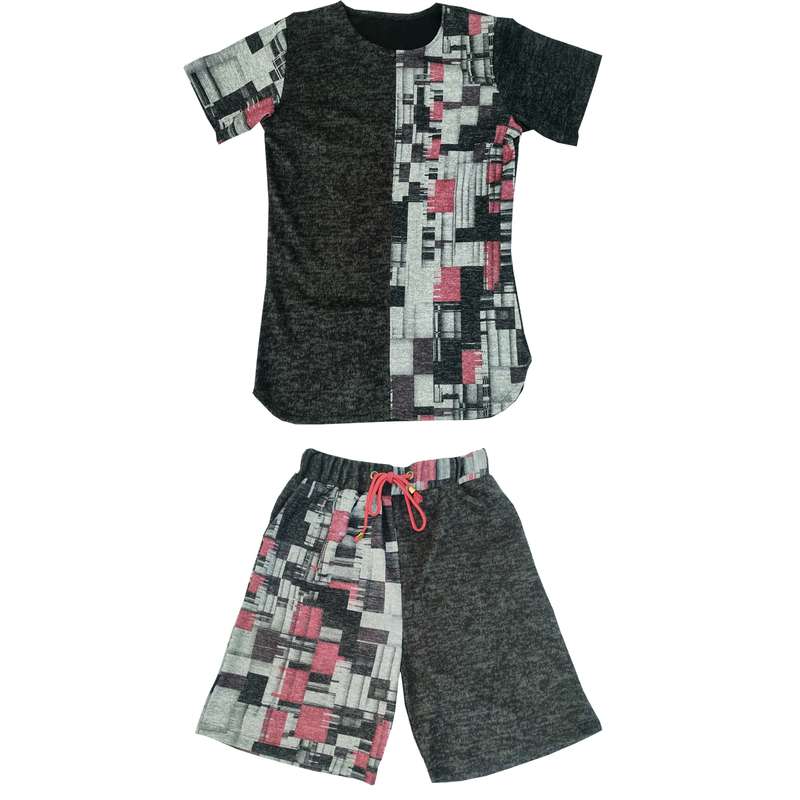 ست تی شرت و شلوارک مردانه موزا طرح پازل