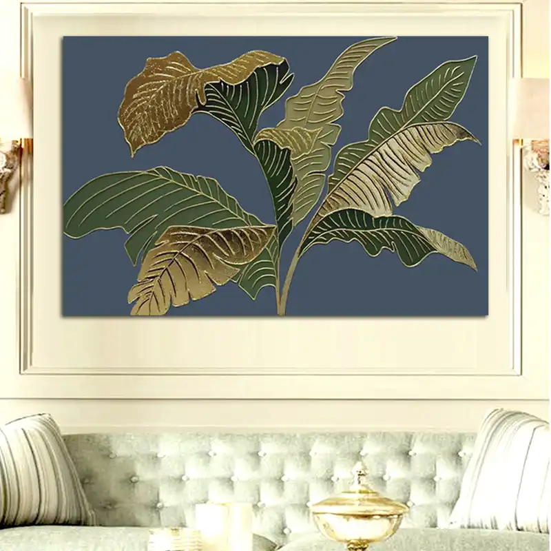 تابلو نقاشی ورق طلا مدل برگ موز دکوراتیو نقش برجسته کد a188