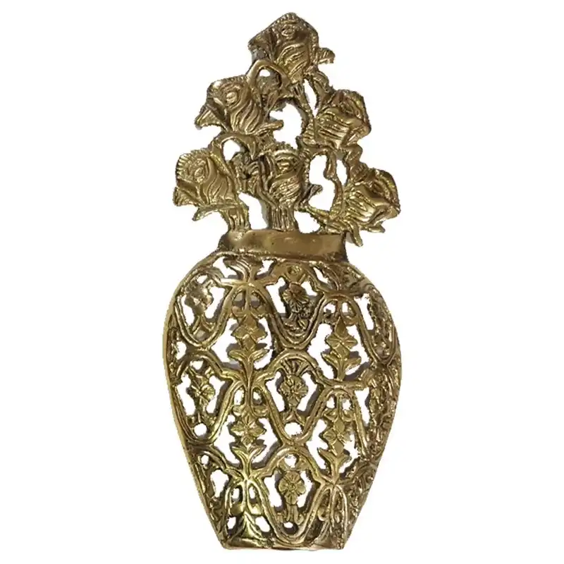 دیوارکوب برنجی مدل گلدان گل رز کد H-2066