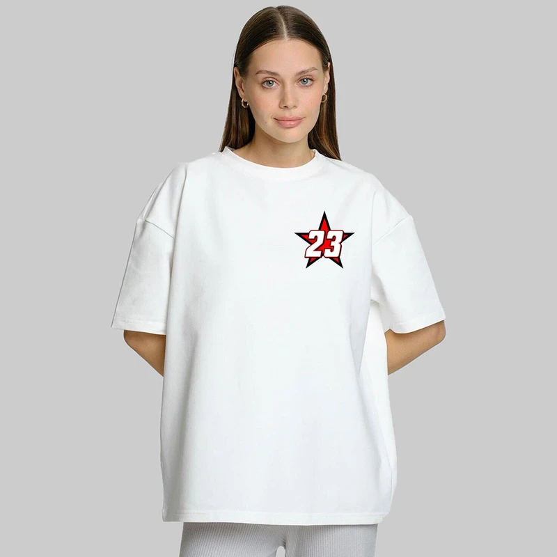 تی شرت باکسی زنانه نخ آستین سه ربع طرح 23