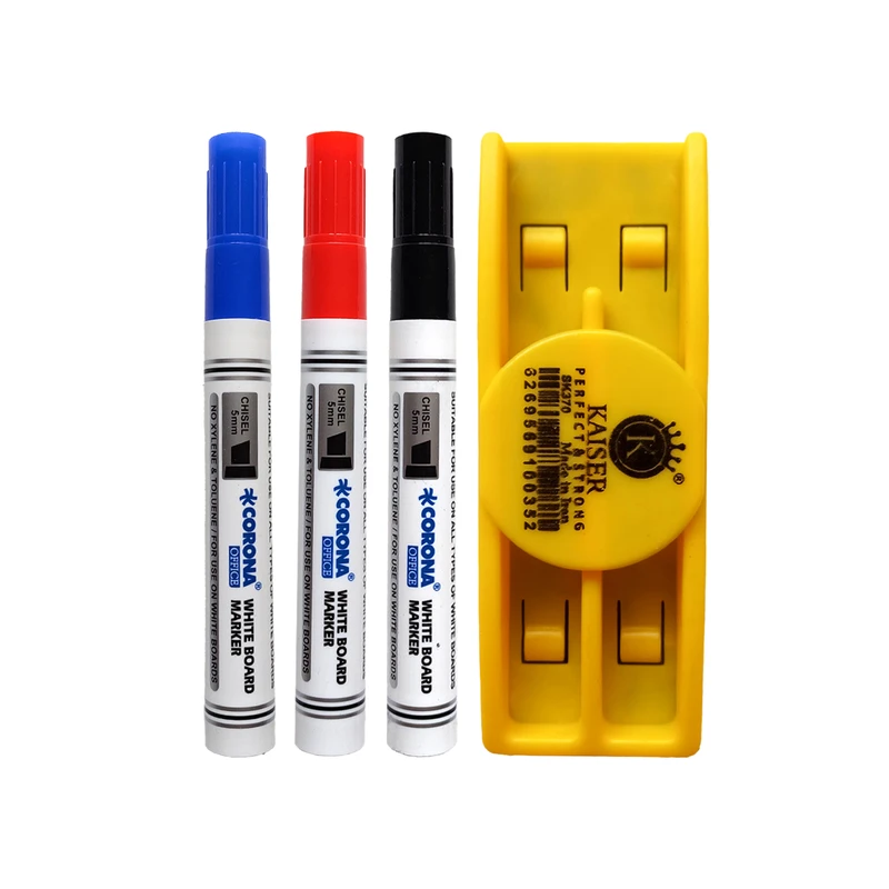 ماژیک وایت برد کرونا طرح تخت مدل CO-4090 به همراه تخته پاک کن بسته 4 عددی