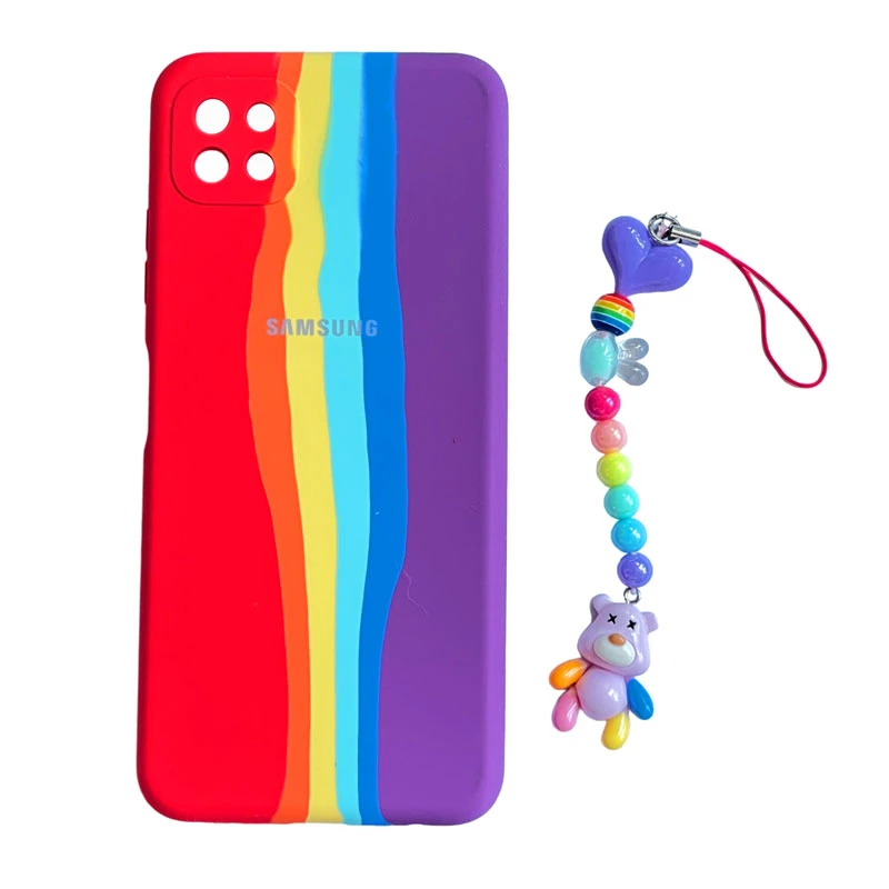 کاور مدل سیلیکونی طرح آبنبات کد A11665 مناسب برای گوشی موبایل سامسونگ Galaxy A22 5G به همراه بند آویز