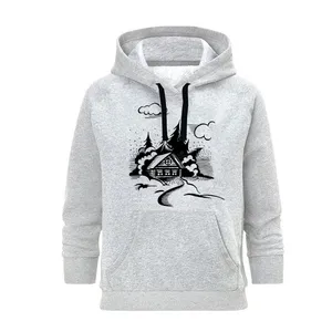 هودی زنانه مدل منظره زمستونی کد B170 رنگ طوسی