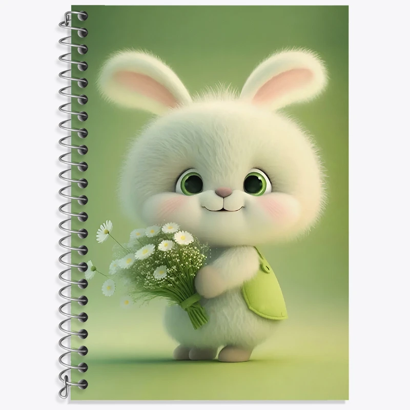 دفتر زبان 50 برگ خندالو مدل دو خط طرح خرگوش کیوت کد N4078