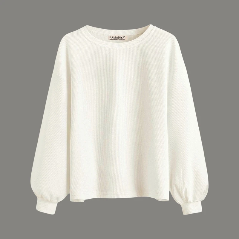 بلوز آستین بلند یقه گرد زنانه آرمادیا مدل مارسلین کبریتی کد IVR01