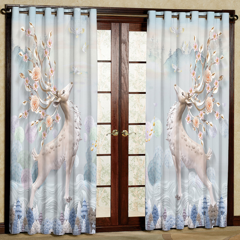 پرده مدل گوزن هازان پانچی کد 2494 سایز 140x200 سانتی متر