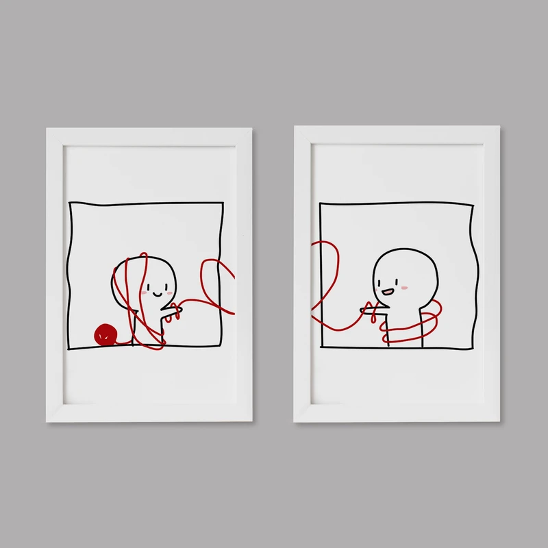 تابلو خندالو مدل دکوراتیو عاشقانه LOVE کد M78 مجموعه 2 عددی