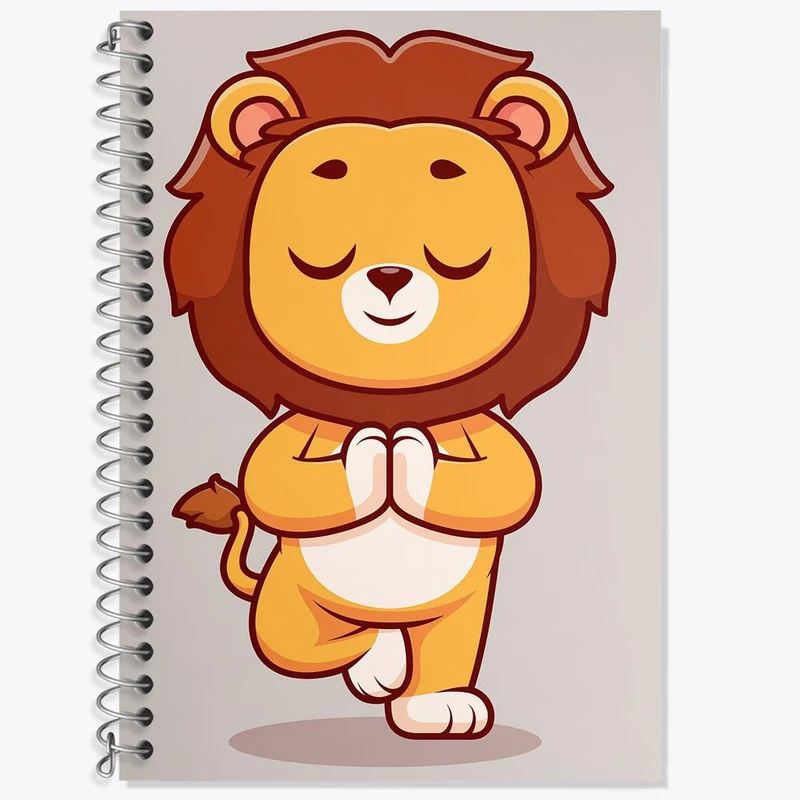 دفتر زبان 50 برگ خندالو مدل سه خط طرح حیوانات بامزه شیر کد 29450