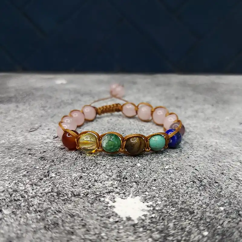 دستبند ناماسته مدل هفت چاکرا وکوارتز کد91