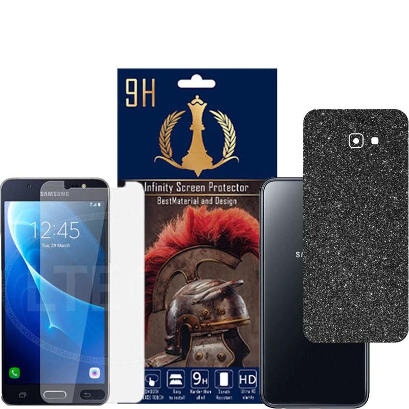 برچسب پوششی اینفینیتی مدل PRO MAX مناسب برای گوشی موبایل سامسونگ GALAXY J4 PLUS به همراه محافظ صفحه نمایش