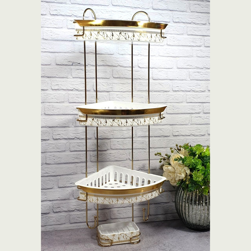 قفسه حمام مدل سه طبقه طرح ماربل