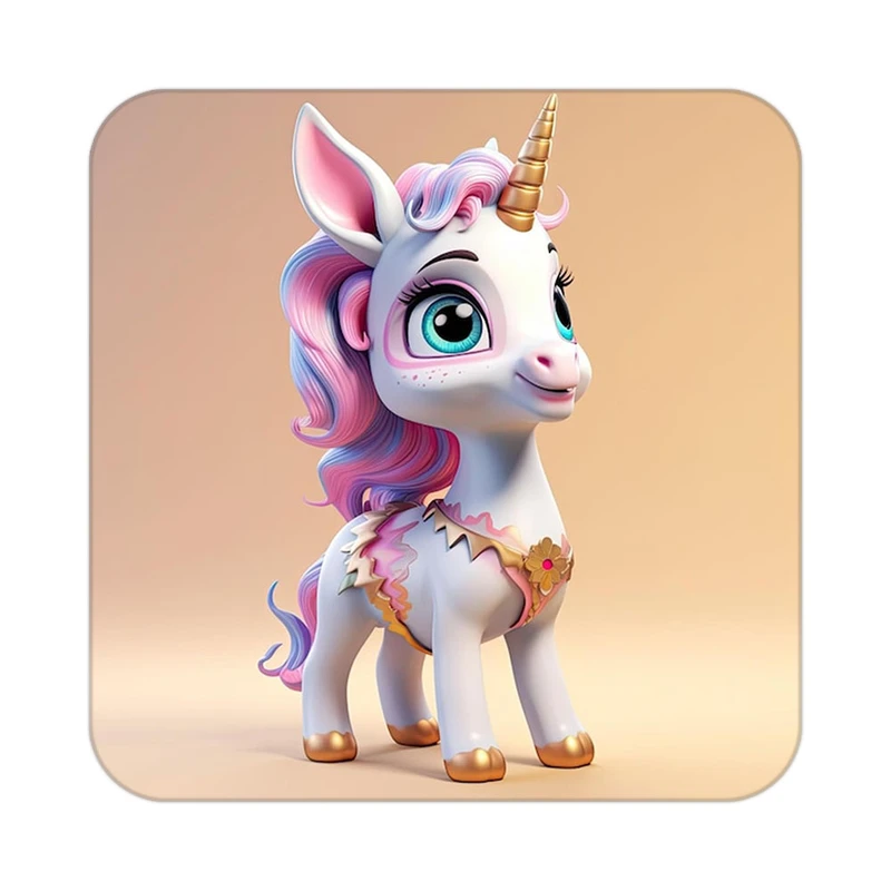 زیر لیوانی کاکتی طرح اسب تک شاخ و یونیکورن مدل mp32056