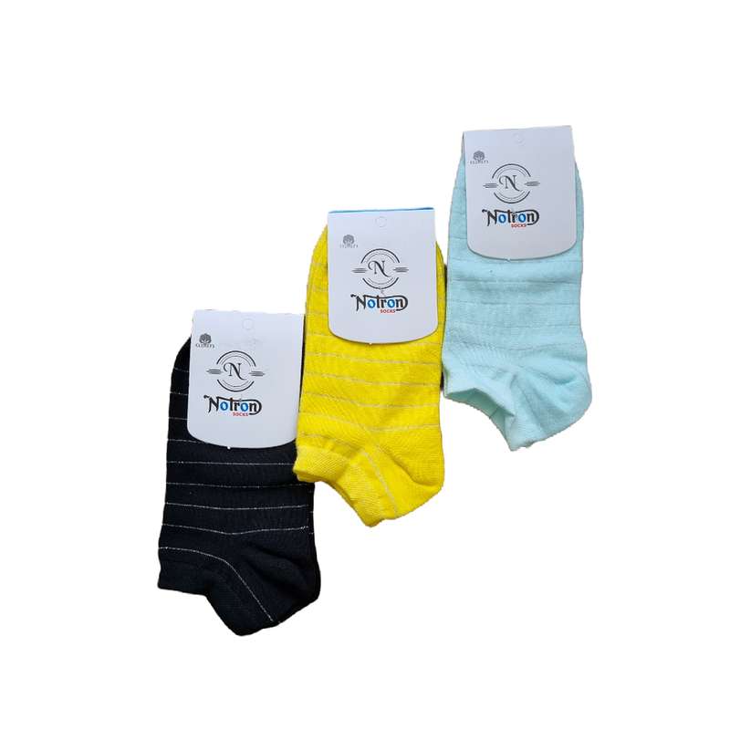 جوراب ساق کوتاه مدل راه راه زری دار s85 مجموعه 3 عددی