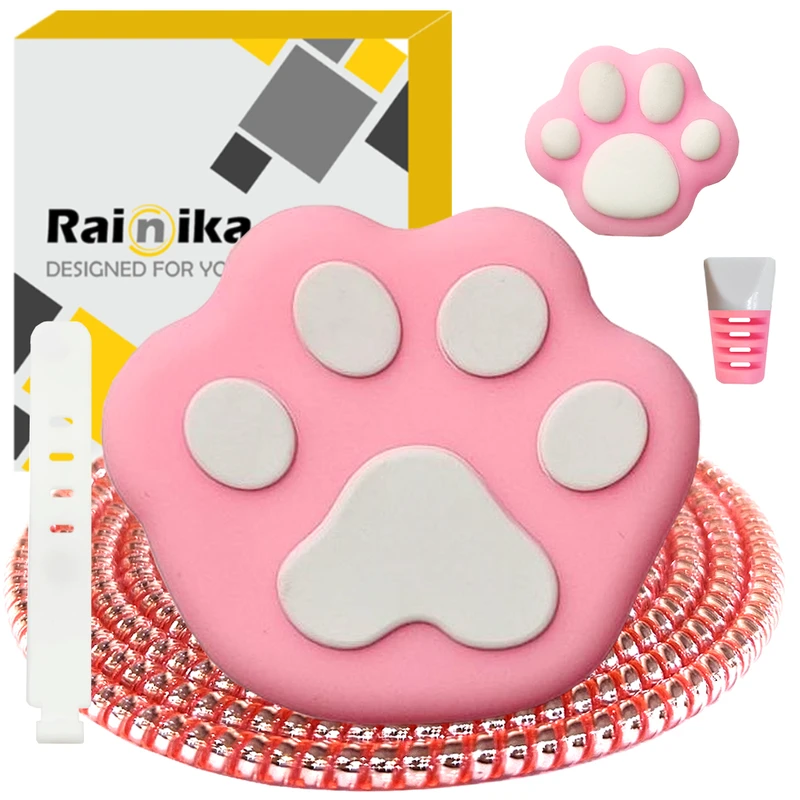 محافظ کابل شارژر دیواری رینیکا مدل Paw Pink B/A مناسب برای شارژر اپل 20 وات b/a مجموعه 5 عددی