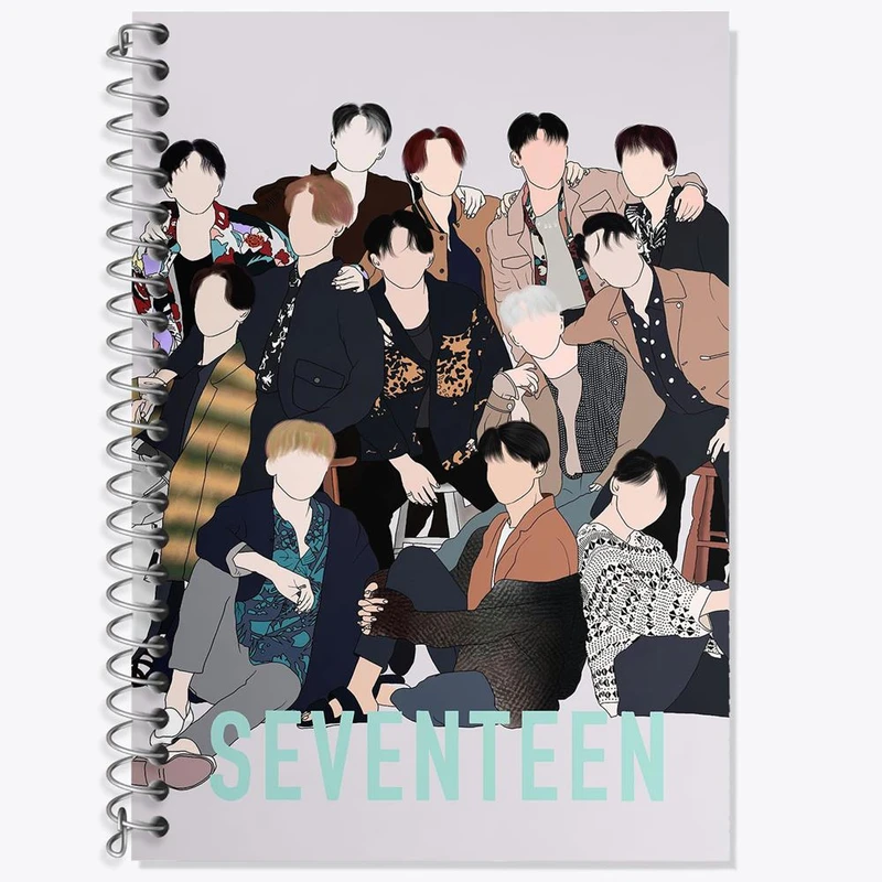 دفتر زبان 50 برگ خندالو مدل دو خط طرح گروه سونتین Seventeen کد 12497