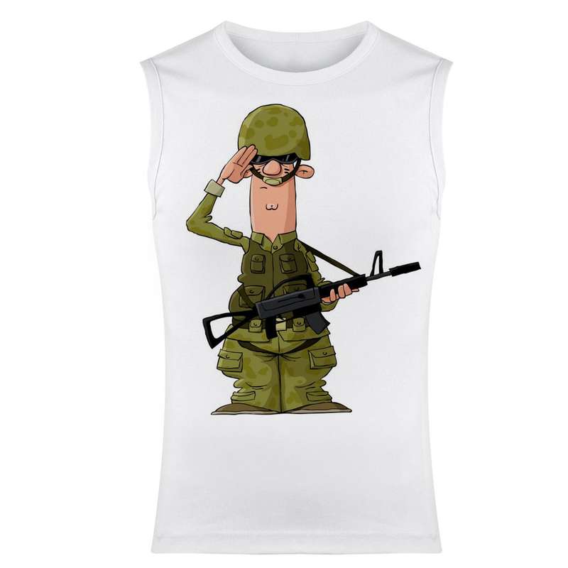 تاپ مردانه مدل سرباز  کد 185 رنگ سفید