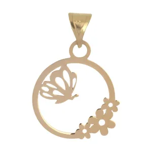 آویز گردنبند طلا 18 عیار زنانه قیراط طرح گل و پروانه کد GH5300