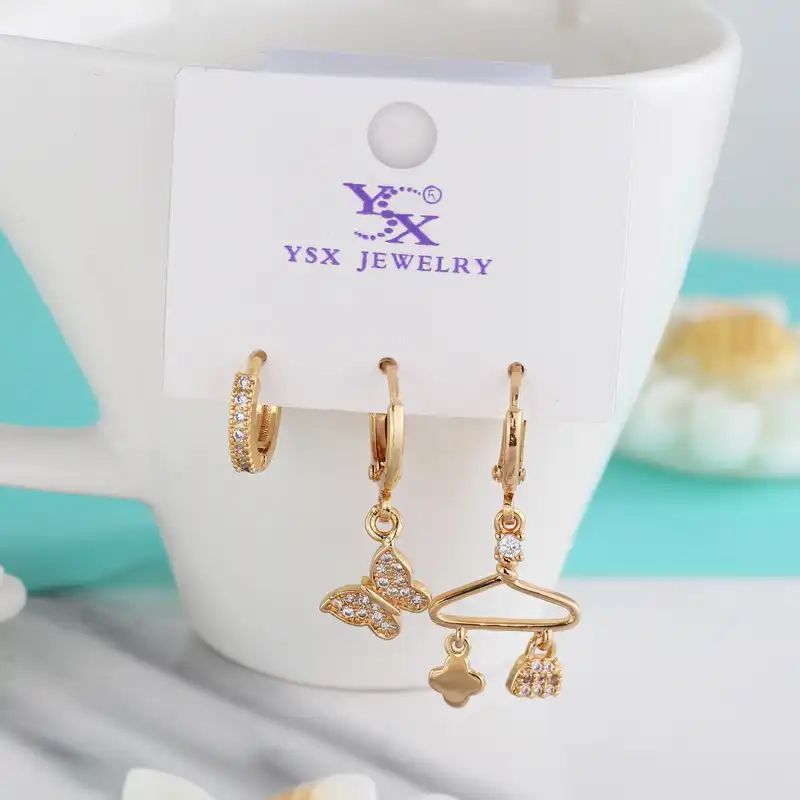 گوشواره زنانه وای اس ایکس مدل ear668 بسته سه عددی