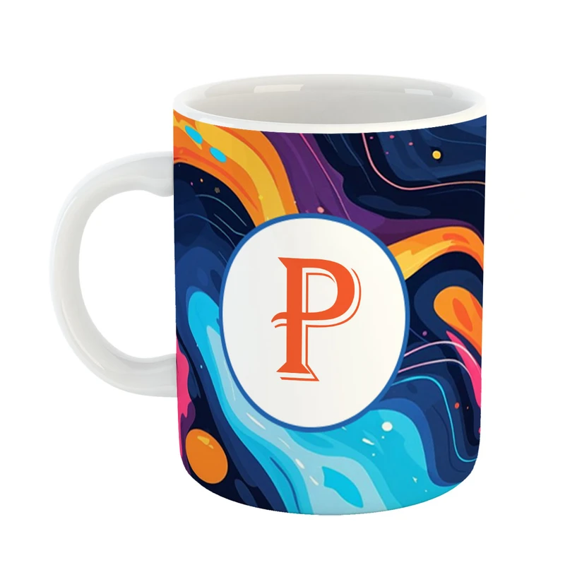 ماگ پادآفرین مدل فانتزی طرح حرف P کد 28