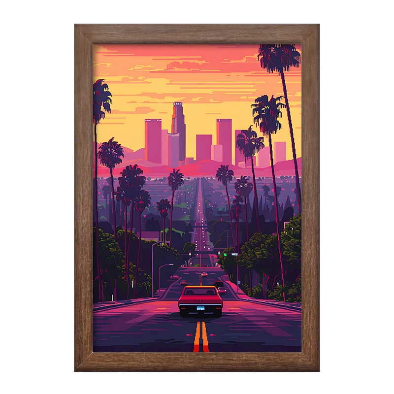 تابلو خندالو طرح شهر آسمان خراش ها کد F4676