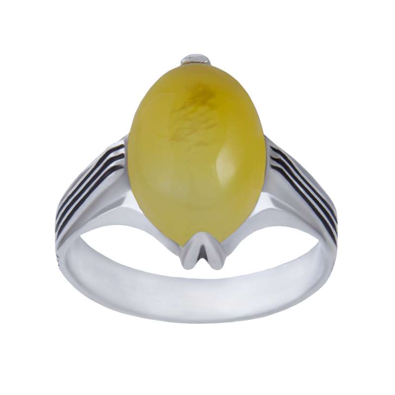 انگشتر نقره مردانه مدل عقیق شرف الشمس رکاب سیلندری کد AM_075