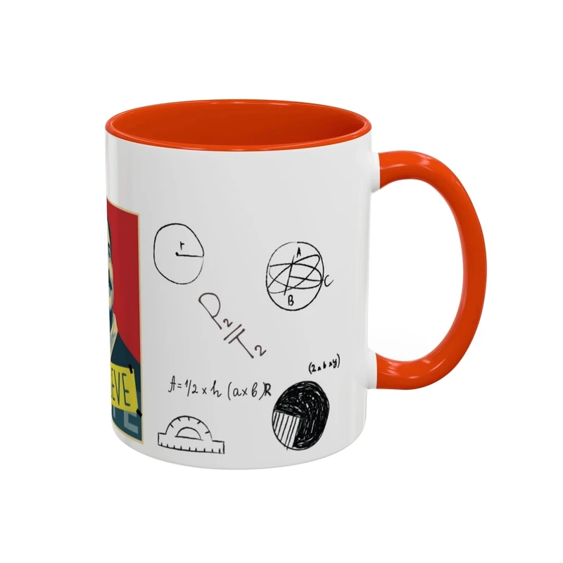 ماگ مدل دسته رنگی طرح باور داشتن