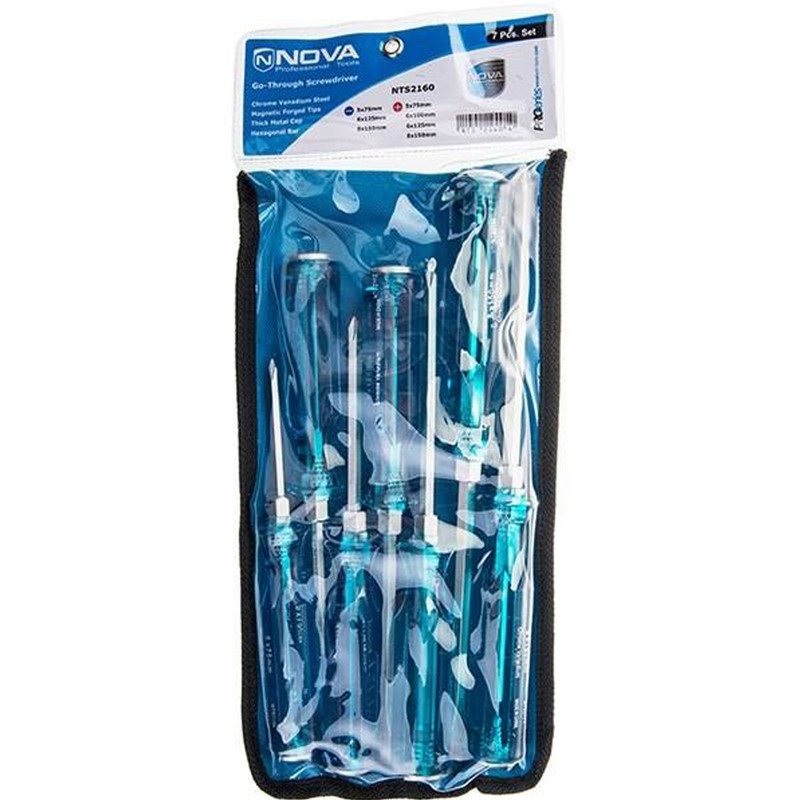 پیچ گوشتی ضربه خور نووا مدل 2160 بسته 7 عددی